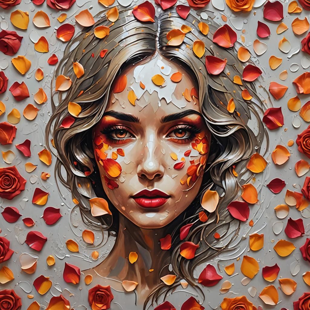 Rose Petal Woman with Shimmering Paint Effect