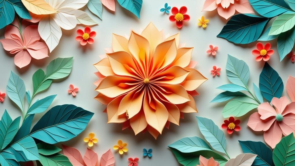 Origami Paper Folds in Wabi-Sabi Style
