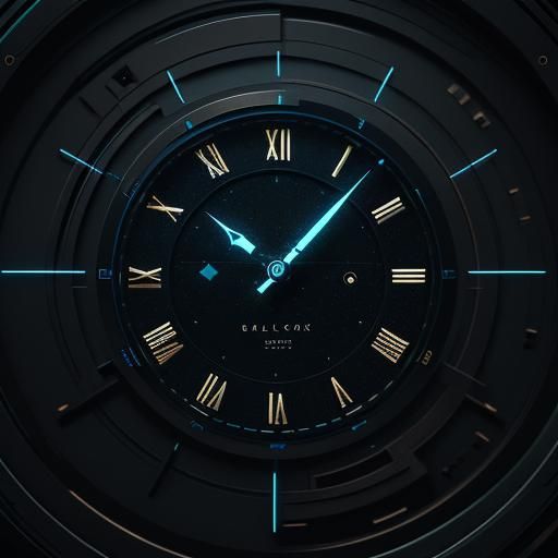 Futuristic Clock Concept Art in Neon Blue