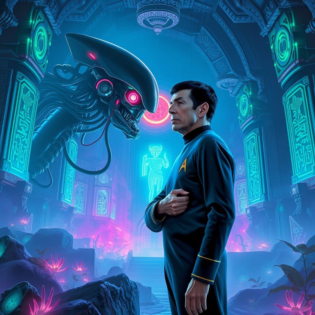 Starfleet Commander Meets Borg in Interstellar Temple