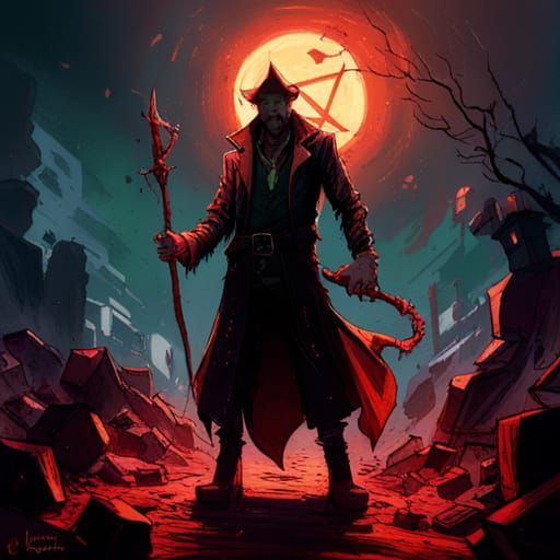 Mad Warlock Casting a Demonic Spell