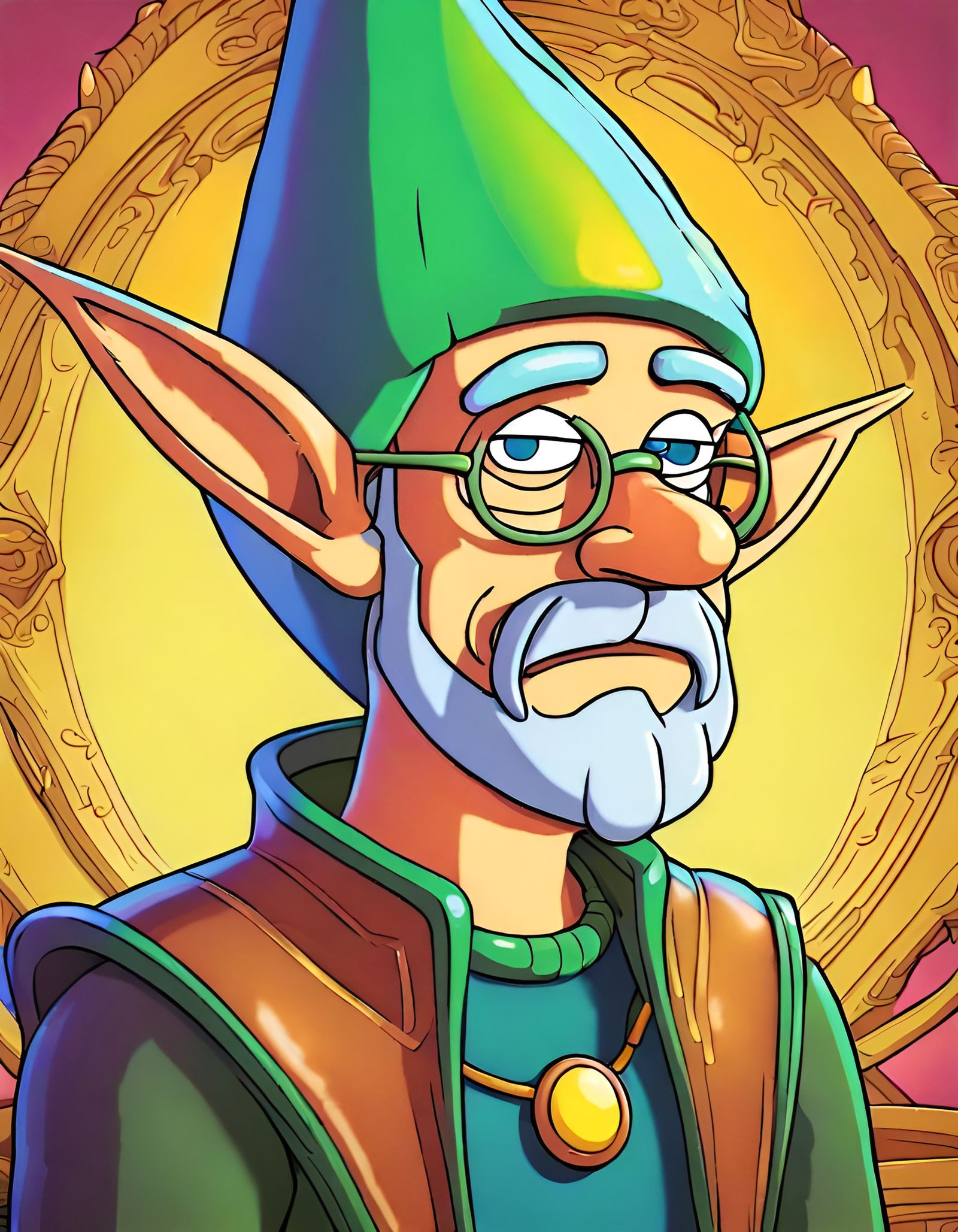 Fantasy Elf Portrait in Cartoon Style