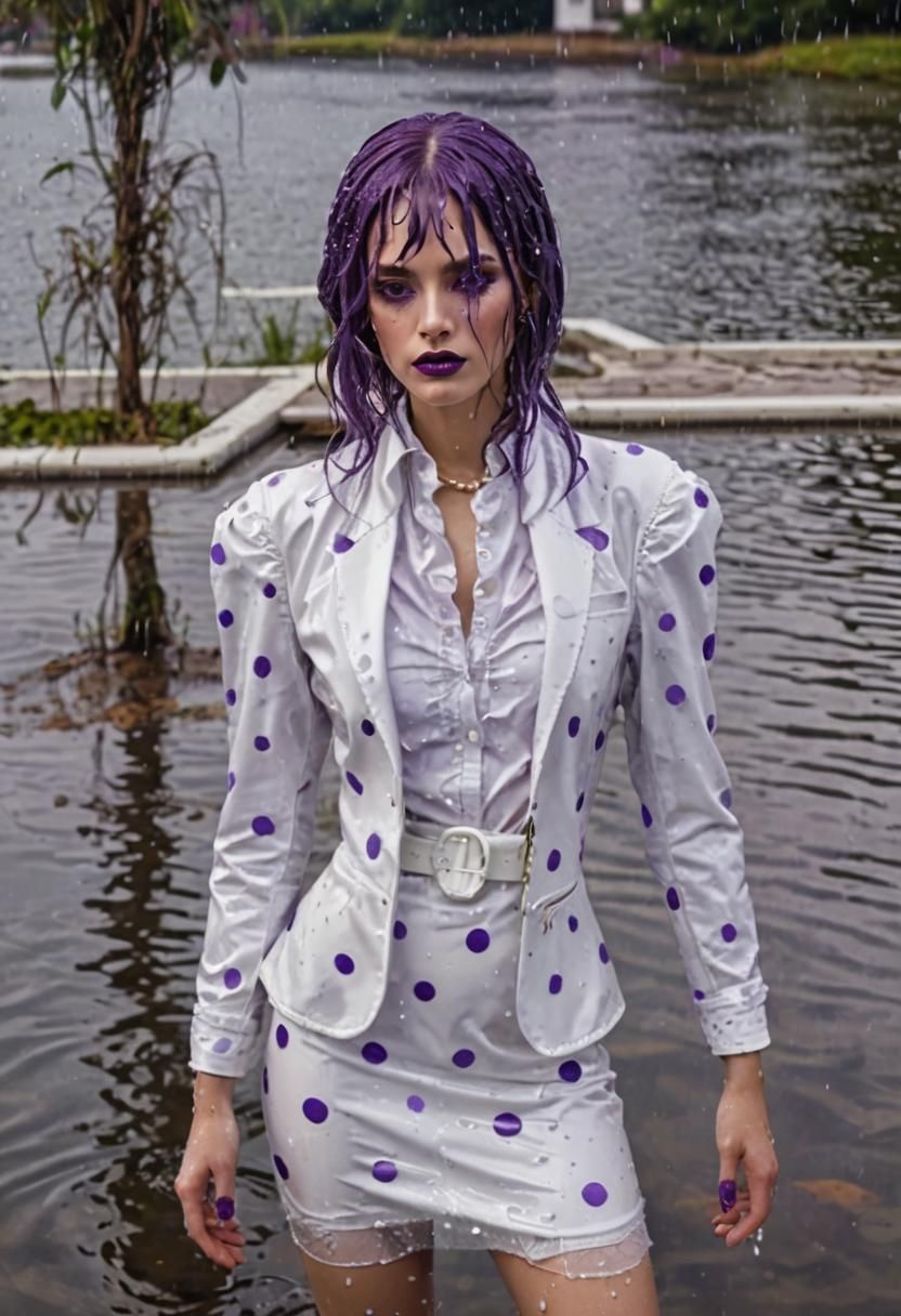 Glamorous Fashion Photography of Model in Polka Dots