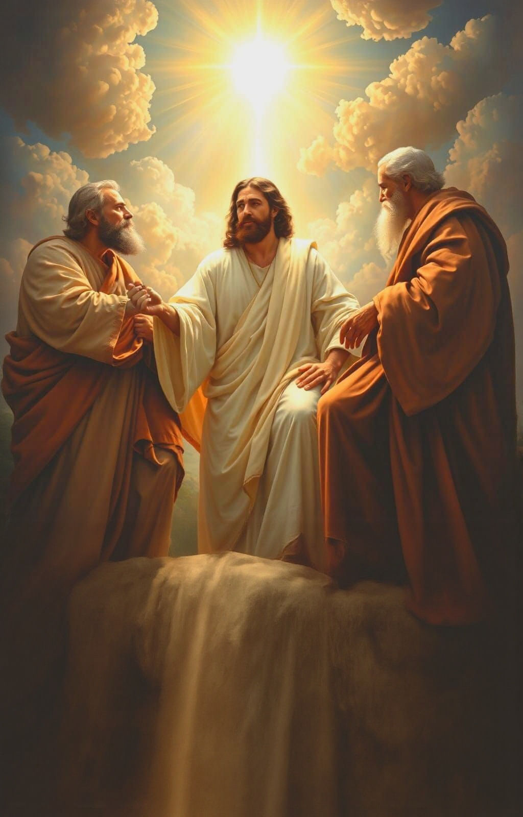 Imagine dazzling Jesus in conversation with both Moses and E...