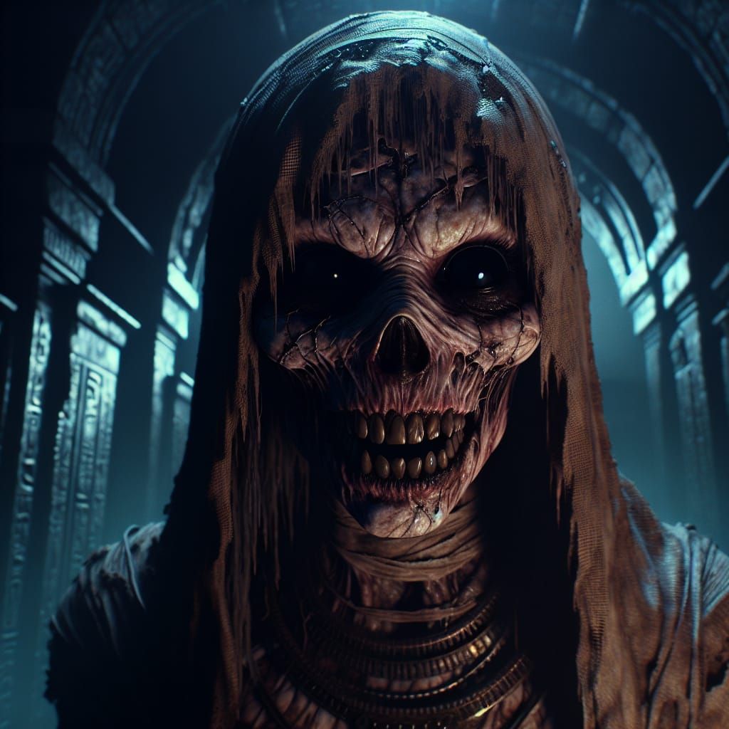 Sinister Female Mummy in Ominous Temple
