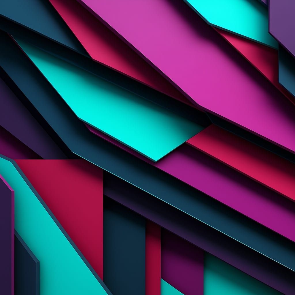 Abstract Geometric Synthwave Art in Cubist Style
