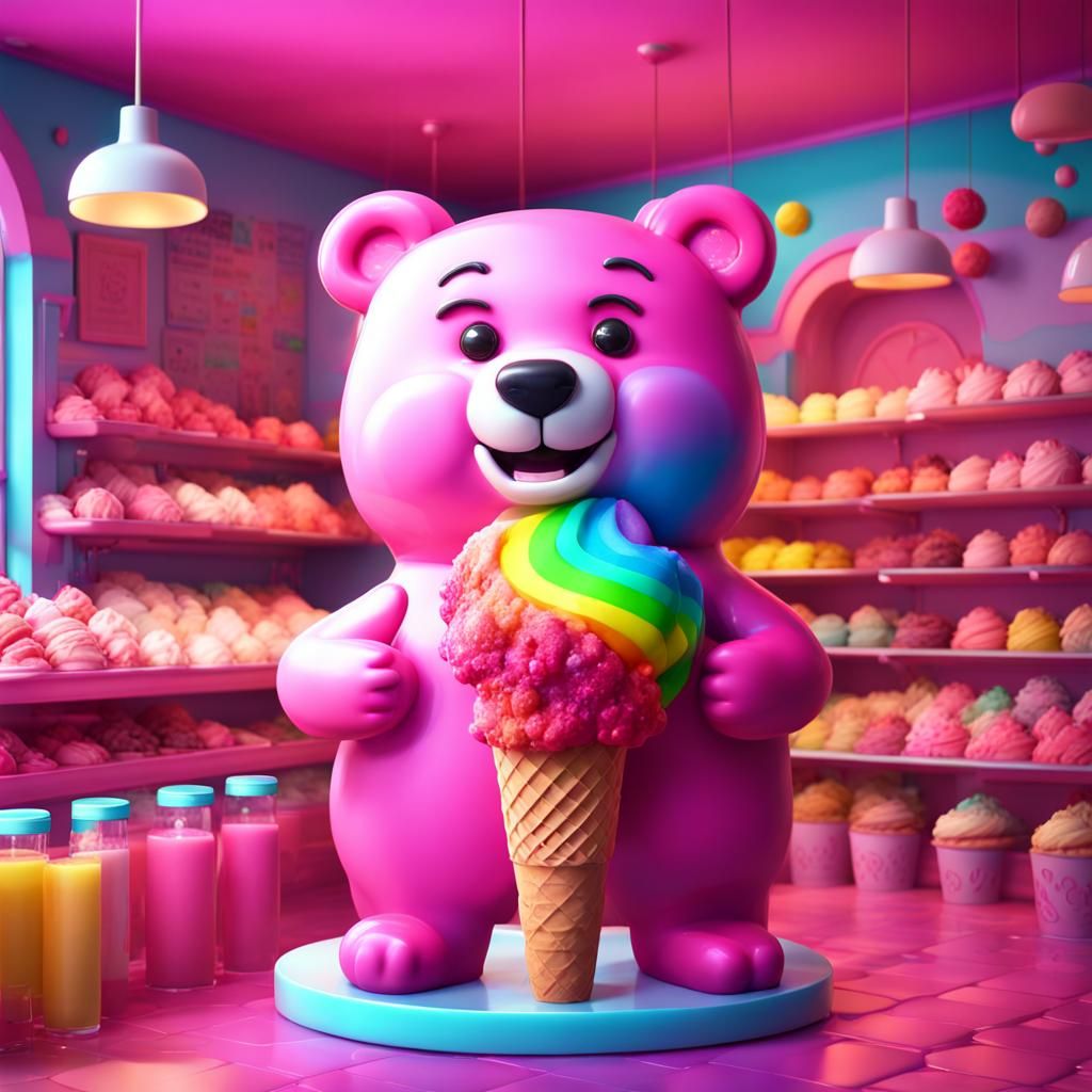 Rainbow Ice Cream Bear in Cosmic Bakery