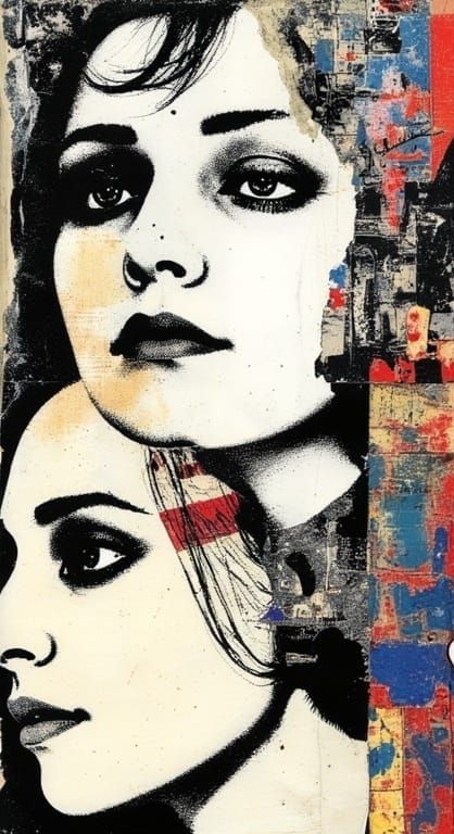 Dramatic German Expressionist Collage in Bohemian Carnival S...