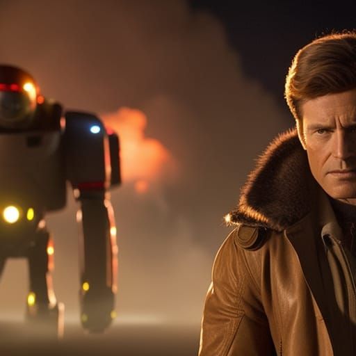 Astronauts Survey Alien Planet in Retro Sci-Fi Art