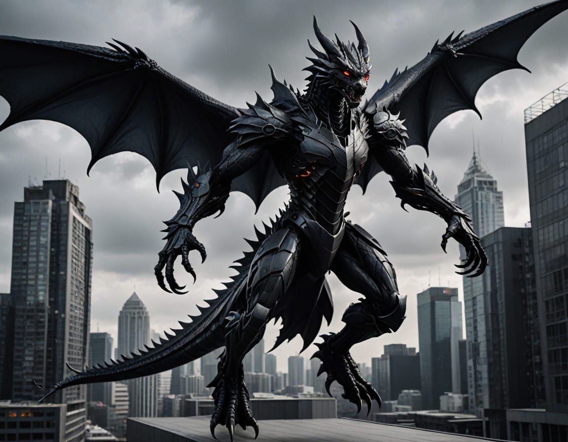 Cyberpunk Dragon in Flight