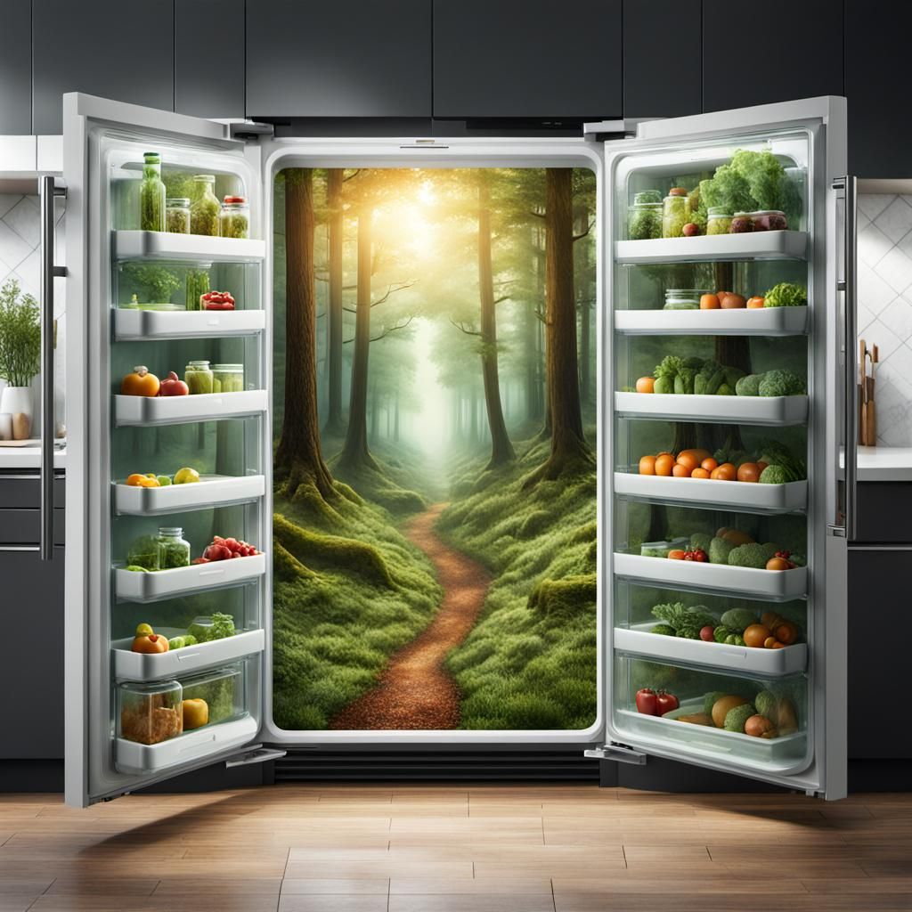 Surreal Forest Path Inside Refrigerator