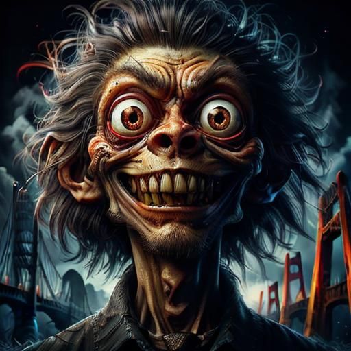 Screaming Gorilla on Twisted Bridge, Surreal Art