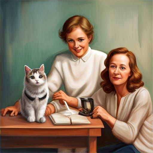 Futuristic Robot Cat Pet Interaction