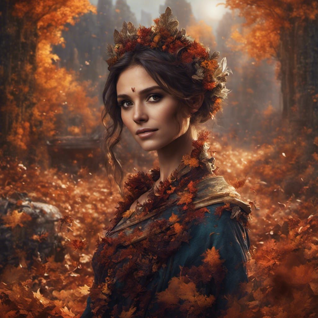 Nina Dobrev Autumn: Detailed Matte Painting