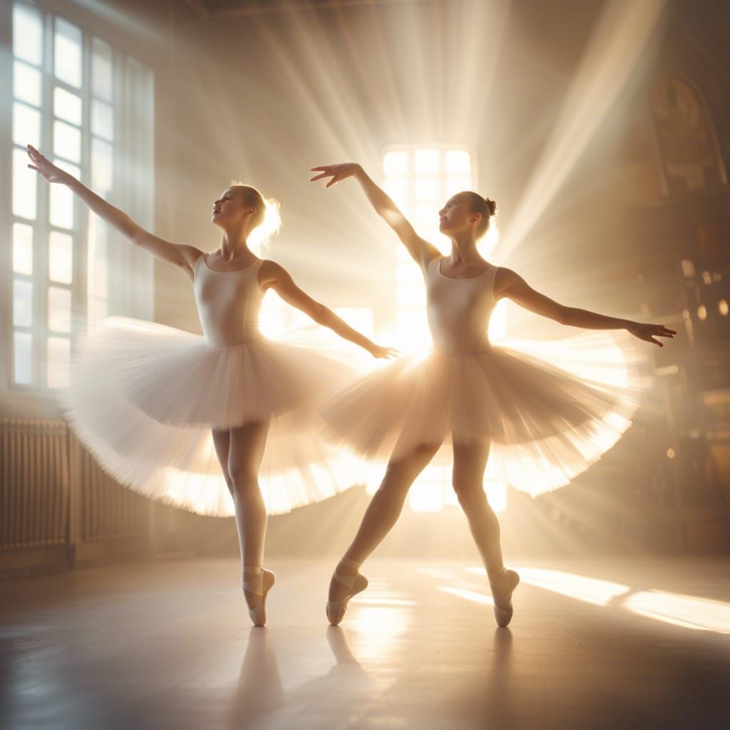 Graceful Ballerinas Dancing in Divine Sunshine