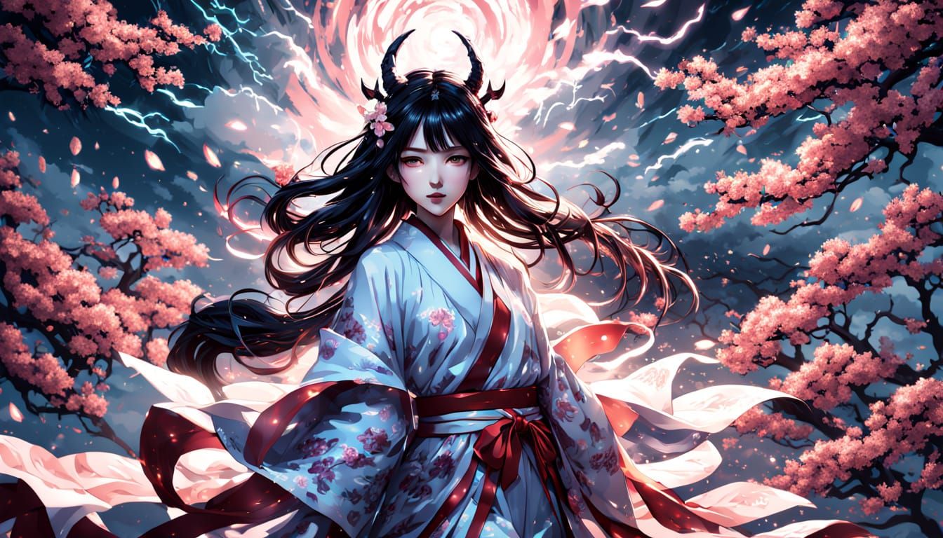 Sakura Dragon's Priestess in Cherry Blossom Forest