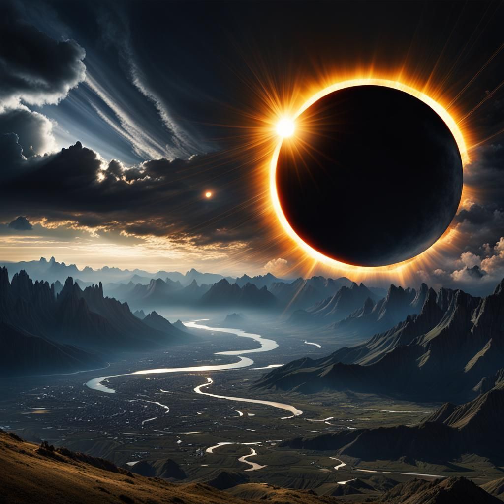 Dramatic Total Solar Eclipse Digital Matte Painting