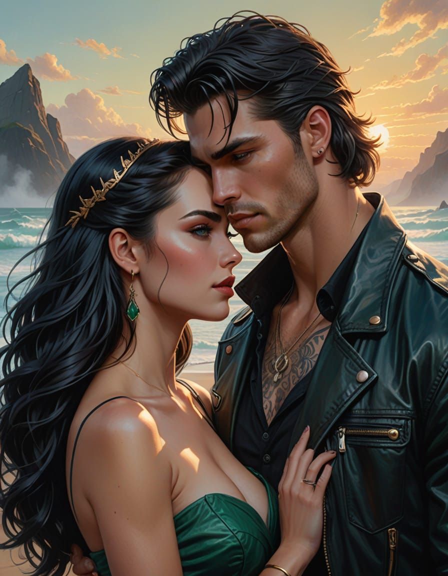 Hyperrealistic Portrait of a Couple in a Romantic, Ethereal...