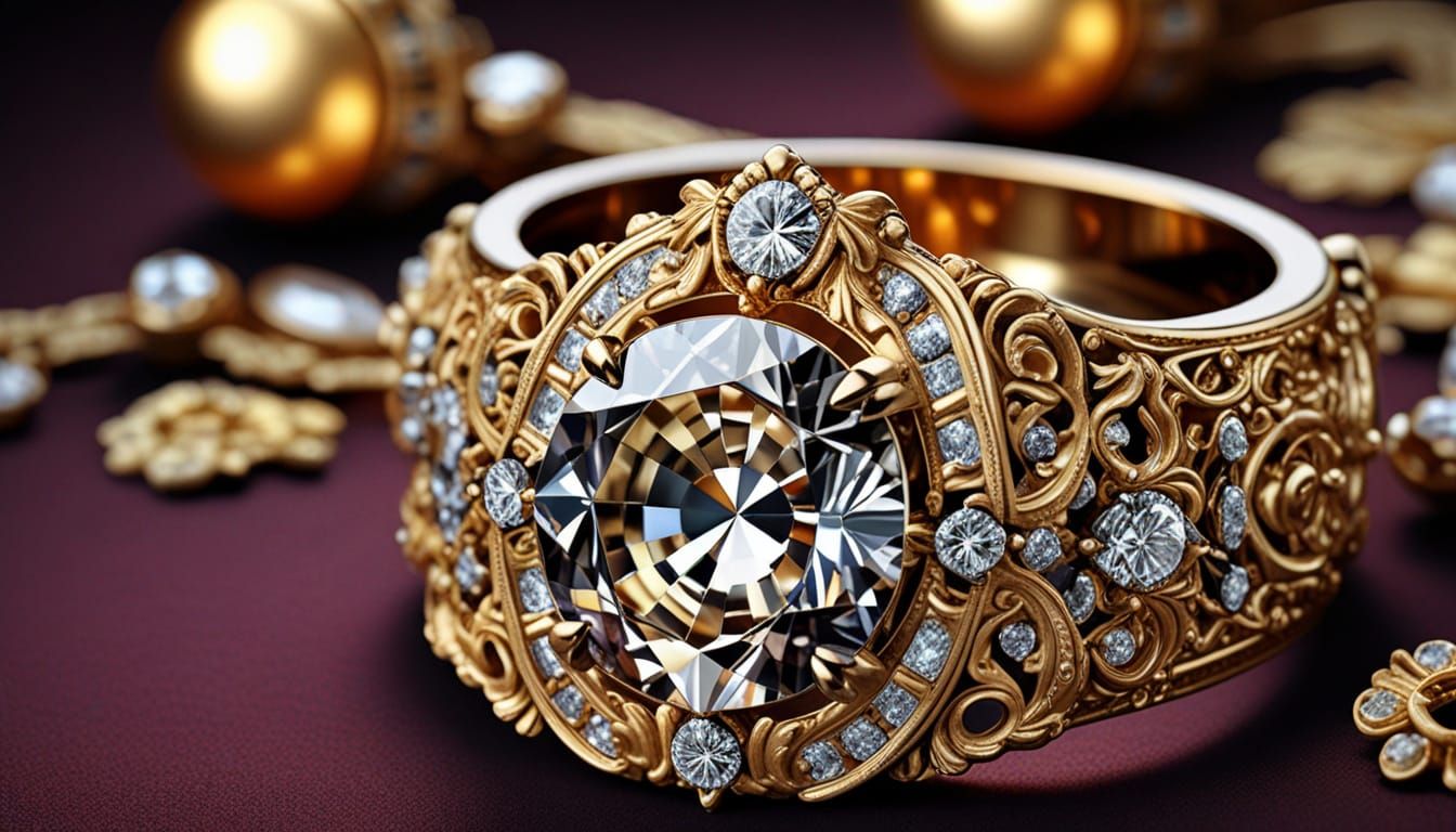 Glittering Opulent Baroque Jewelry Close-up