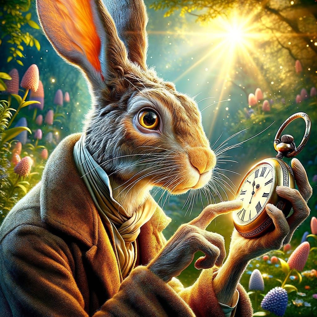 Vintage Rabbit Turns Time Forward in Spring Garden