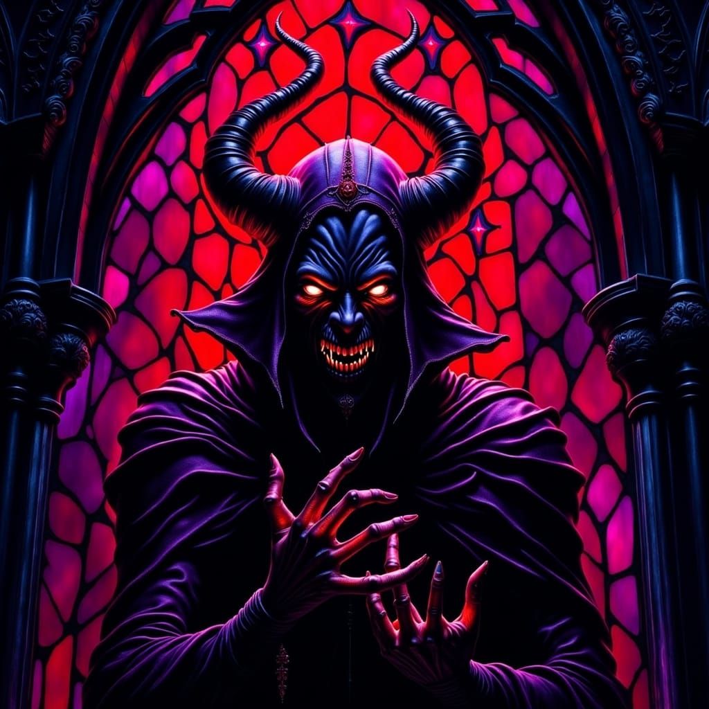 Gothic Stained Glass of a Malevolent Entity