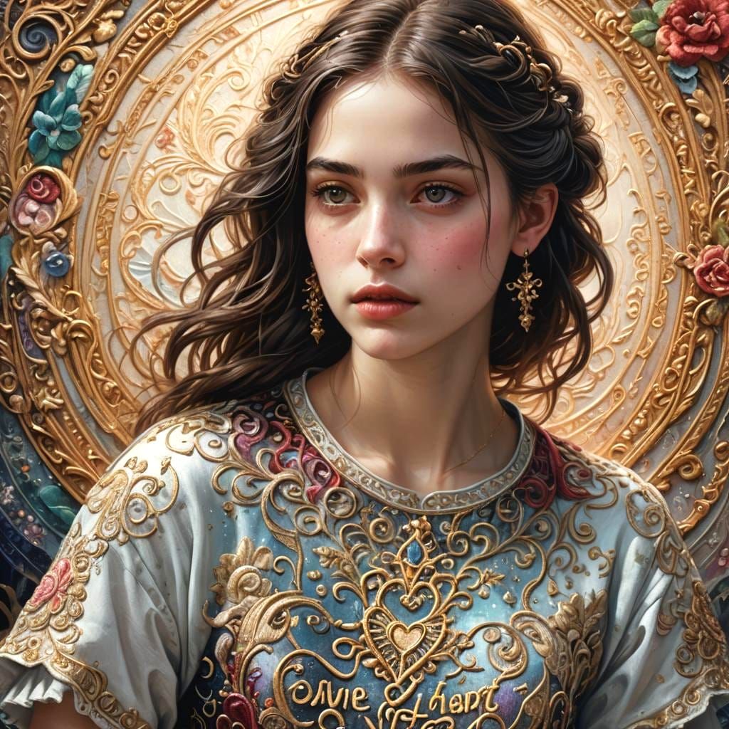 T-Shirt Design with Heartfelt Caption in Matte Painting Styl...