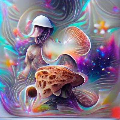 Cosmic Mushroom: Holographic Astral Illustration