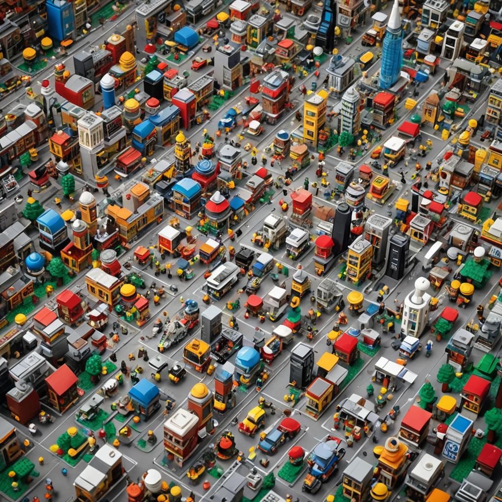 Futuristic Lego Cityscape with Lego People