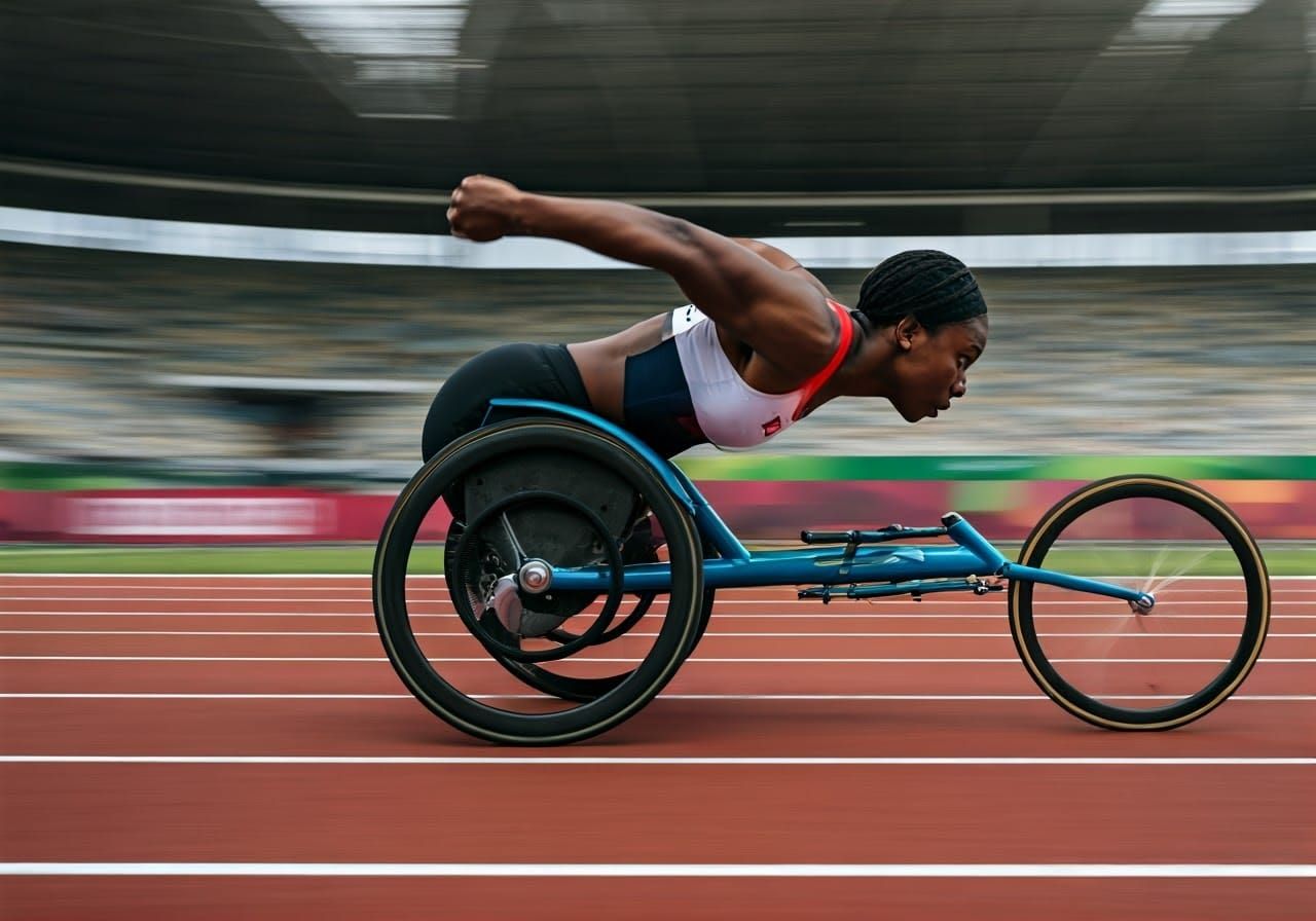 Dynamic Paralympic Athlete Sprinting on Track
