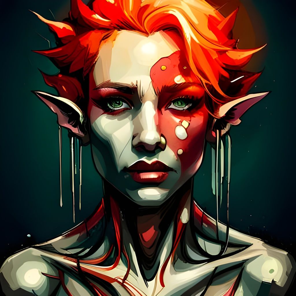 Dark Elf Queen Portrait with Moon