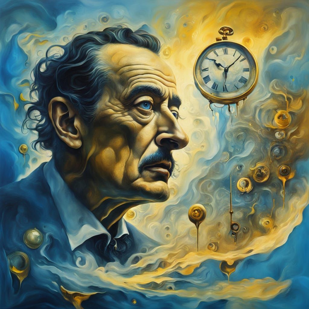 Surreal Man in Golden Light, Dali-Inspired
