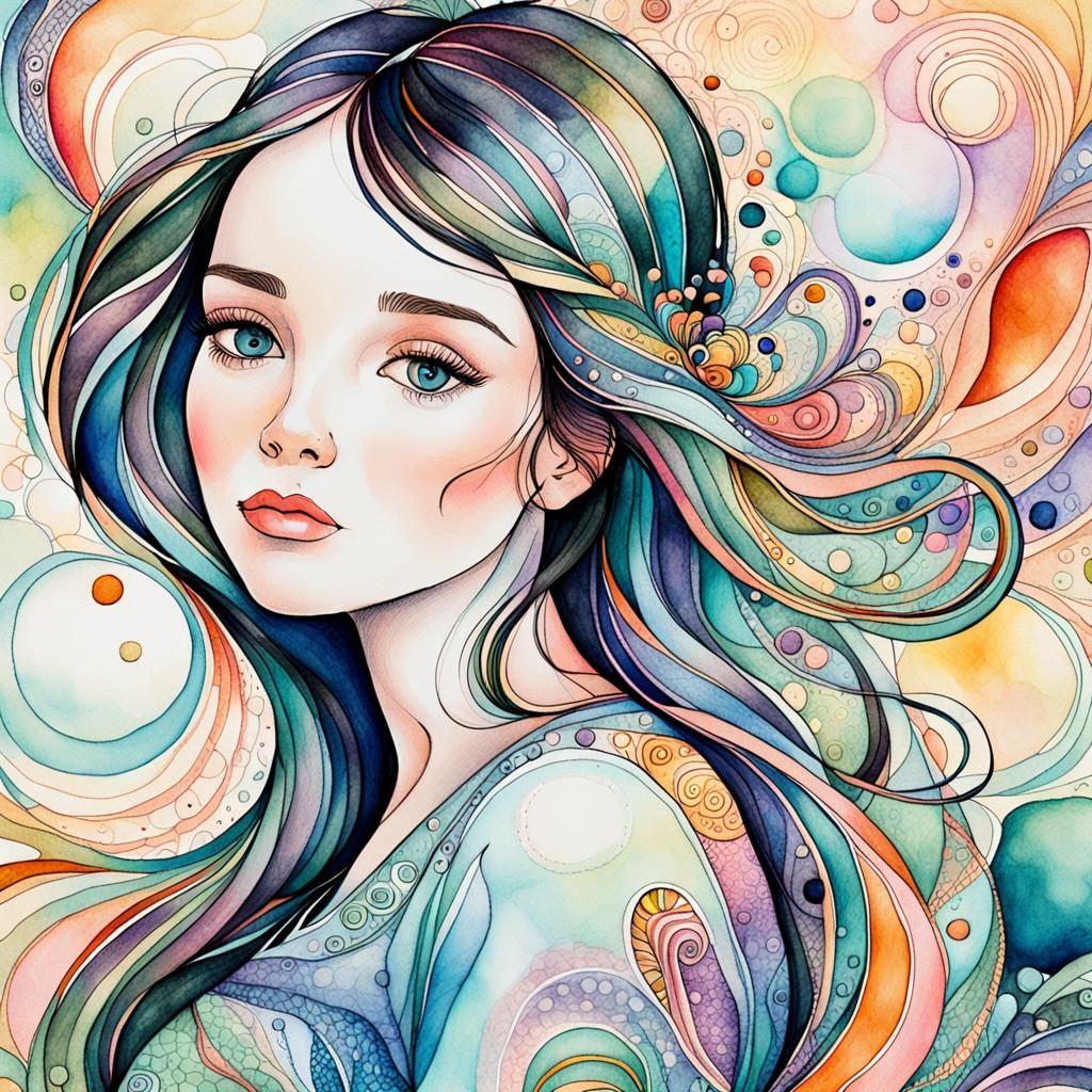 Serene Pregnant Woman in Abstract Expressionism Style