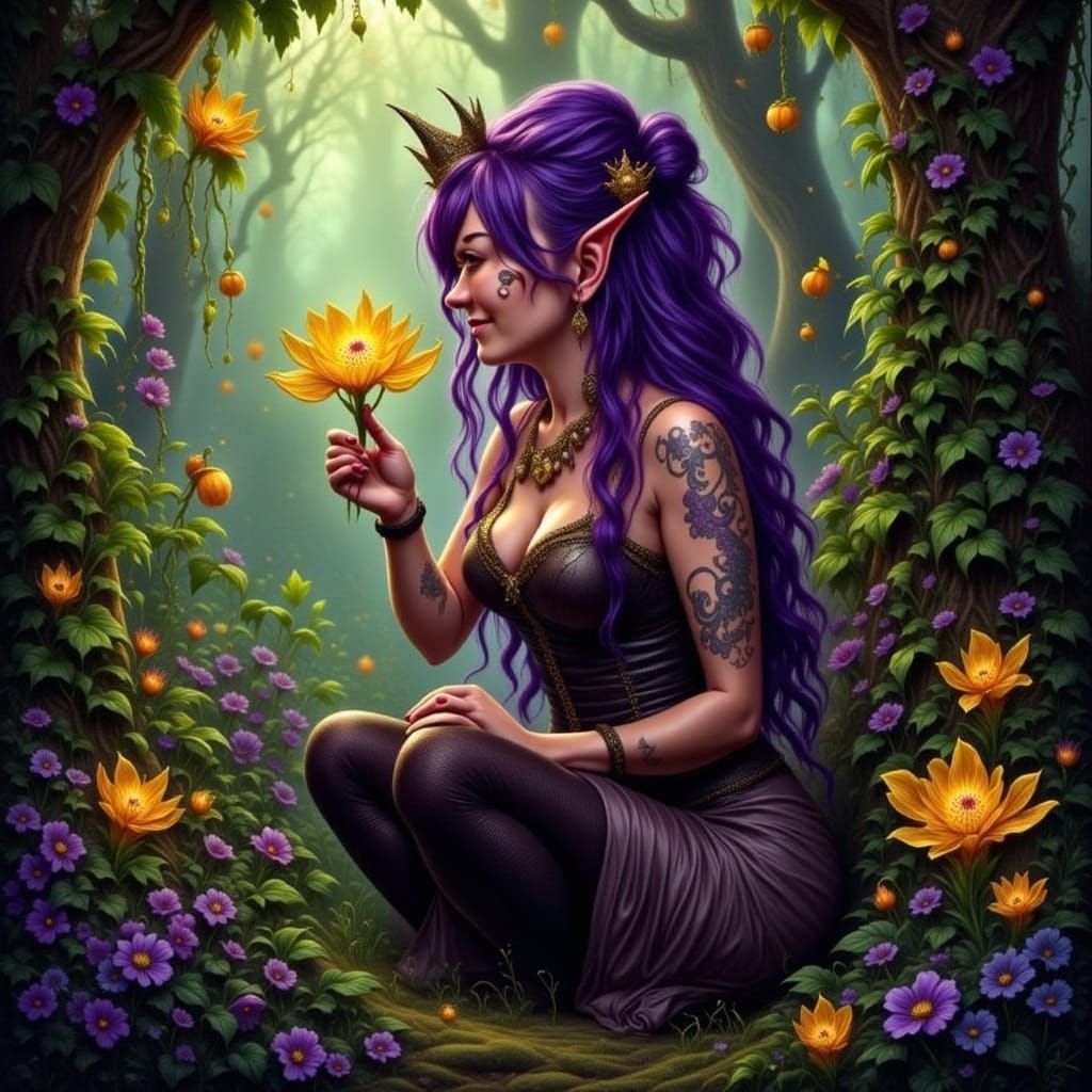 Magical Forest Ogre with Bioluminescent Flower