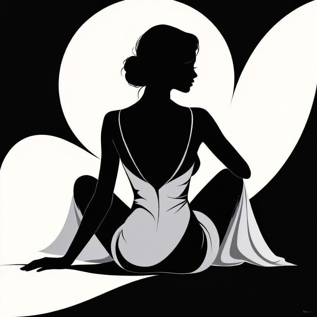 Elegant Woman in Silhouette Style for Modern Wall Art