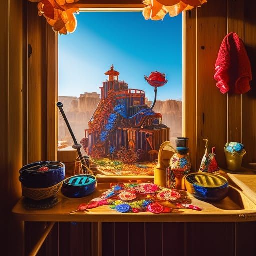 Spaghetti Western Toilet: Maximalist Photo Illustration