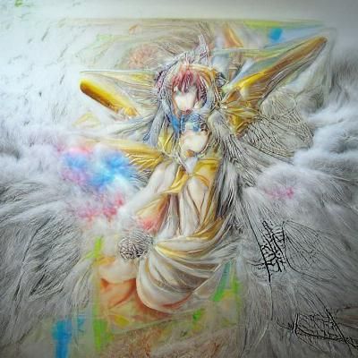 Celestial Angel in Detailed Anime Pencil Sketch