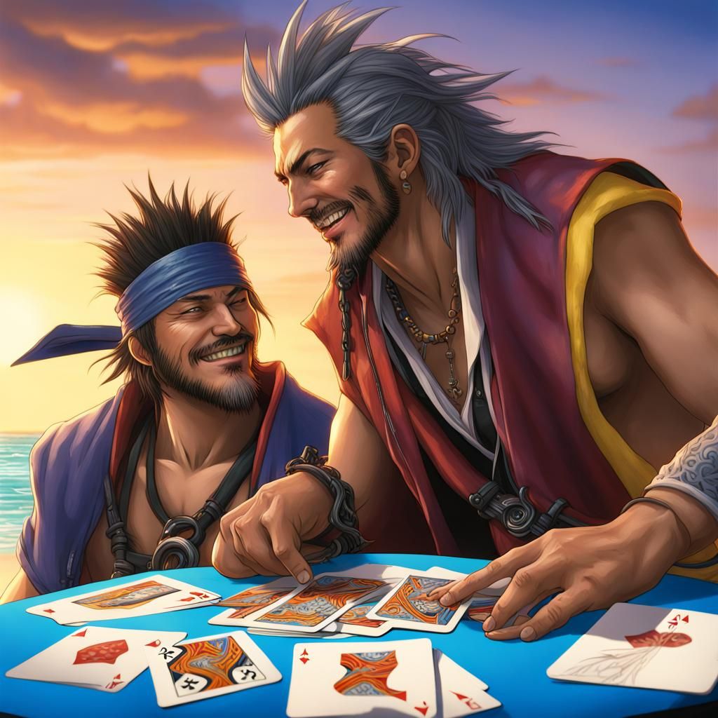 Auron and Jecht Play Cards on Vacation