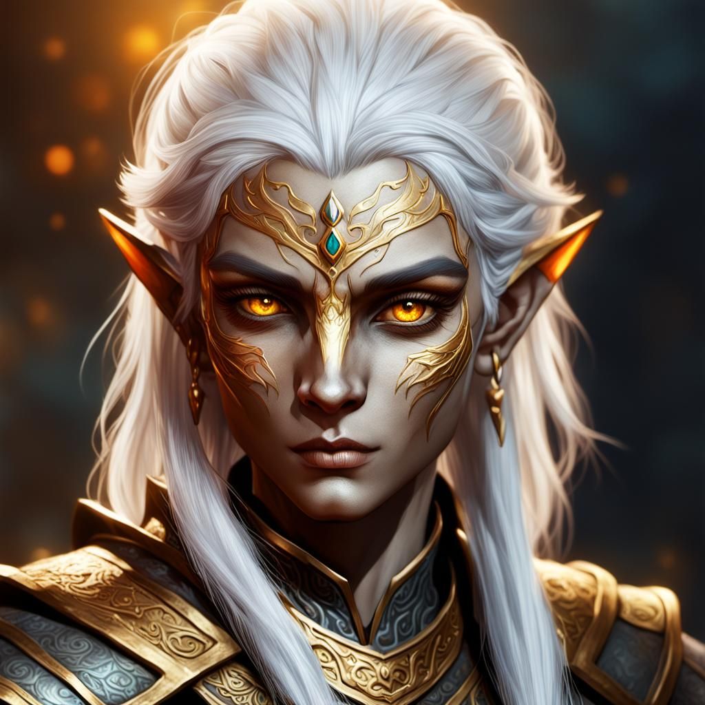 Detailed Dunmer Woman Portrait in Hyperrealistic Style