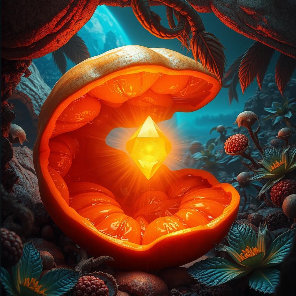 Prismatic Energy Core in Alien Fruit, Digital Art