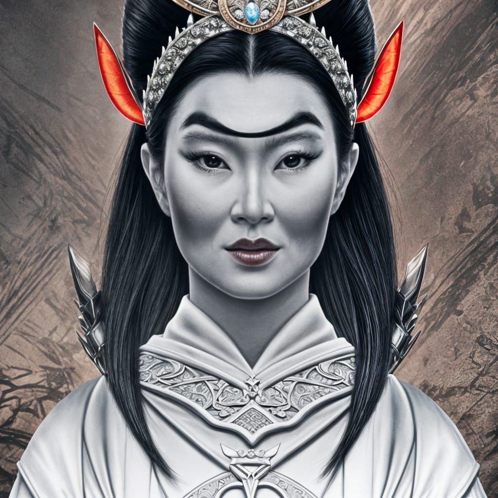 Merciless General Mulan: Hyperdetailed Charcoal Portrait