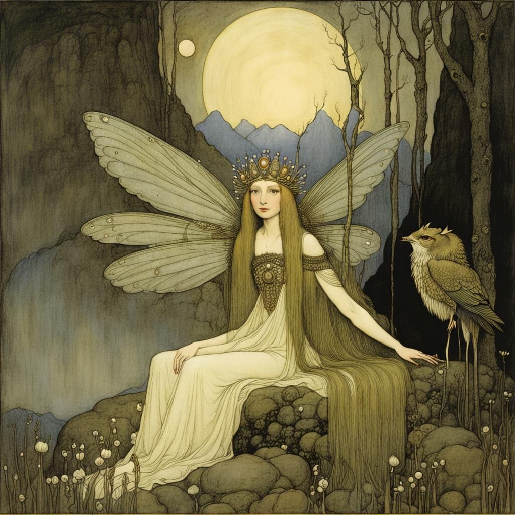 Enchanting Fairy Queen in Golden Age Illustration