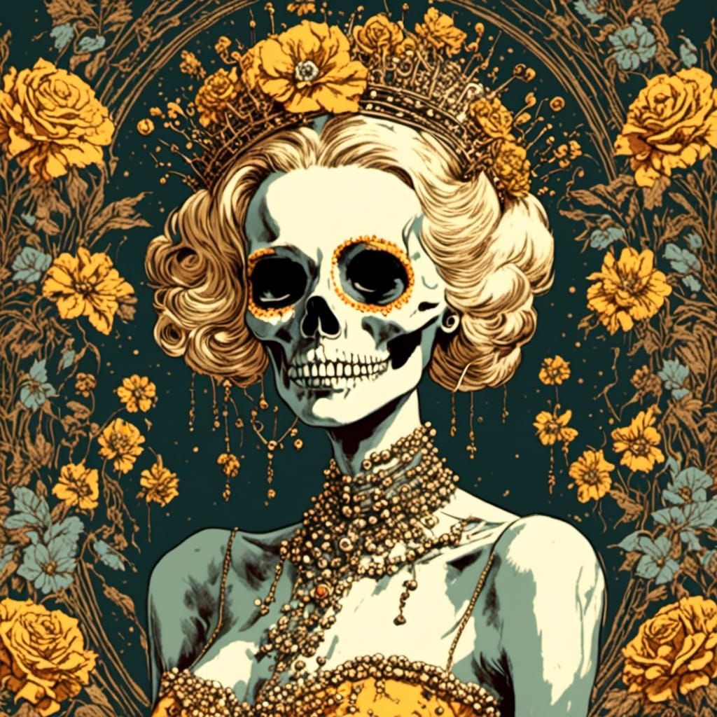 Bemused Skeleton's Retro Rockabilly Reflection