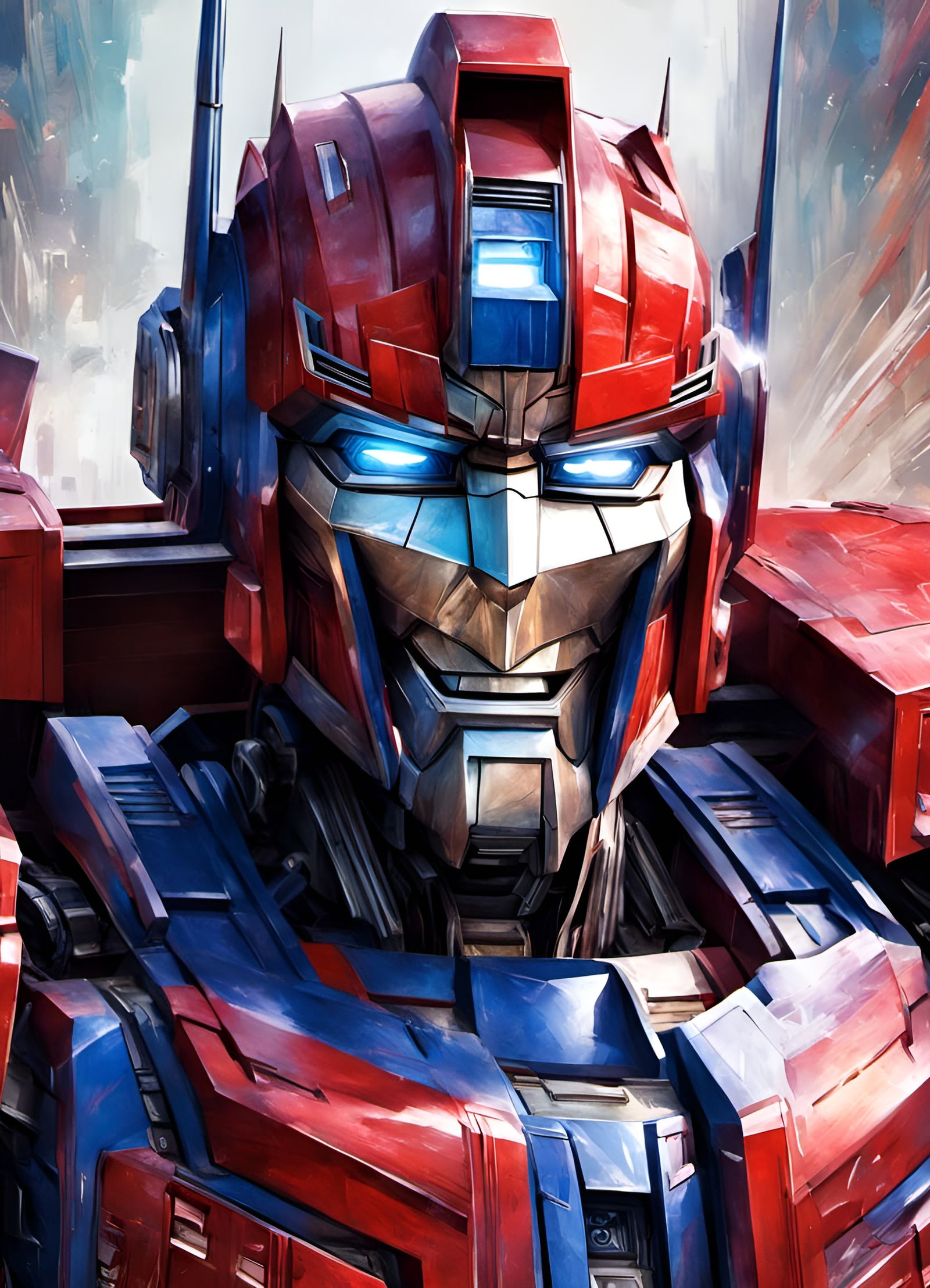 Happy Optimus Prime Portrait in Pixar Style