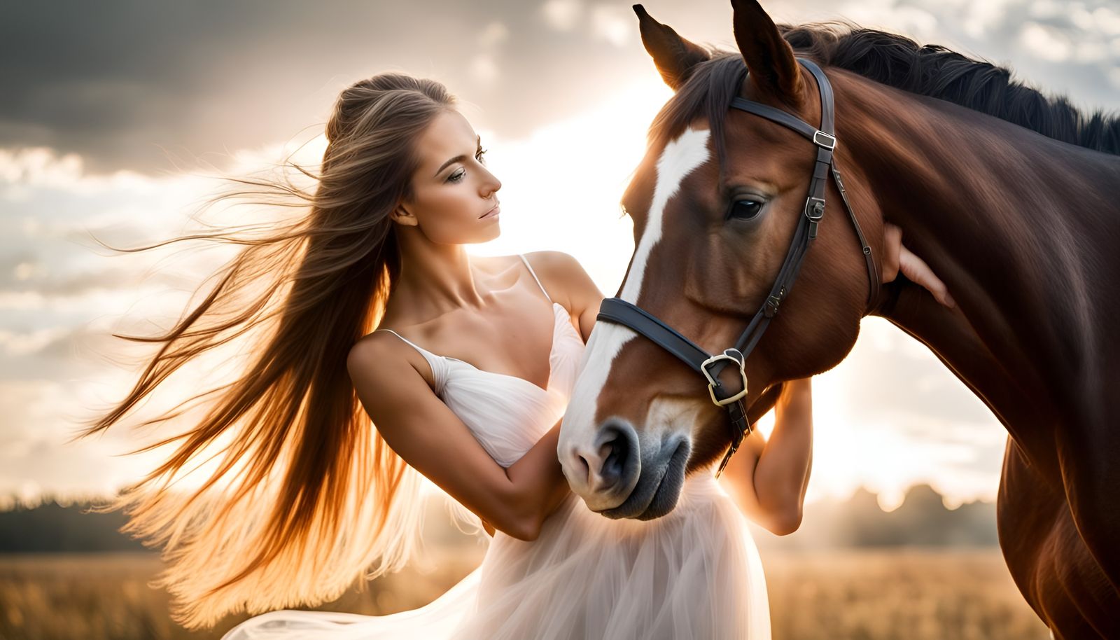 Ethereal Horse with Girl Overlay