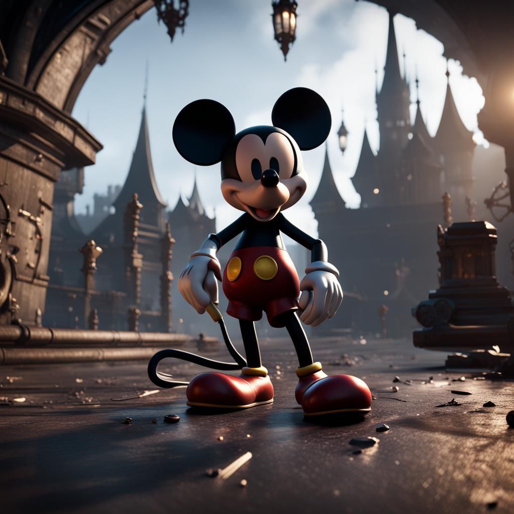 Evil Mickey Mouse in 3D Game Style