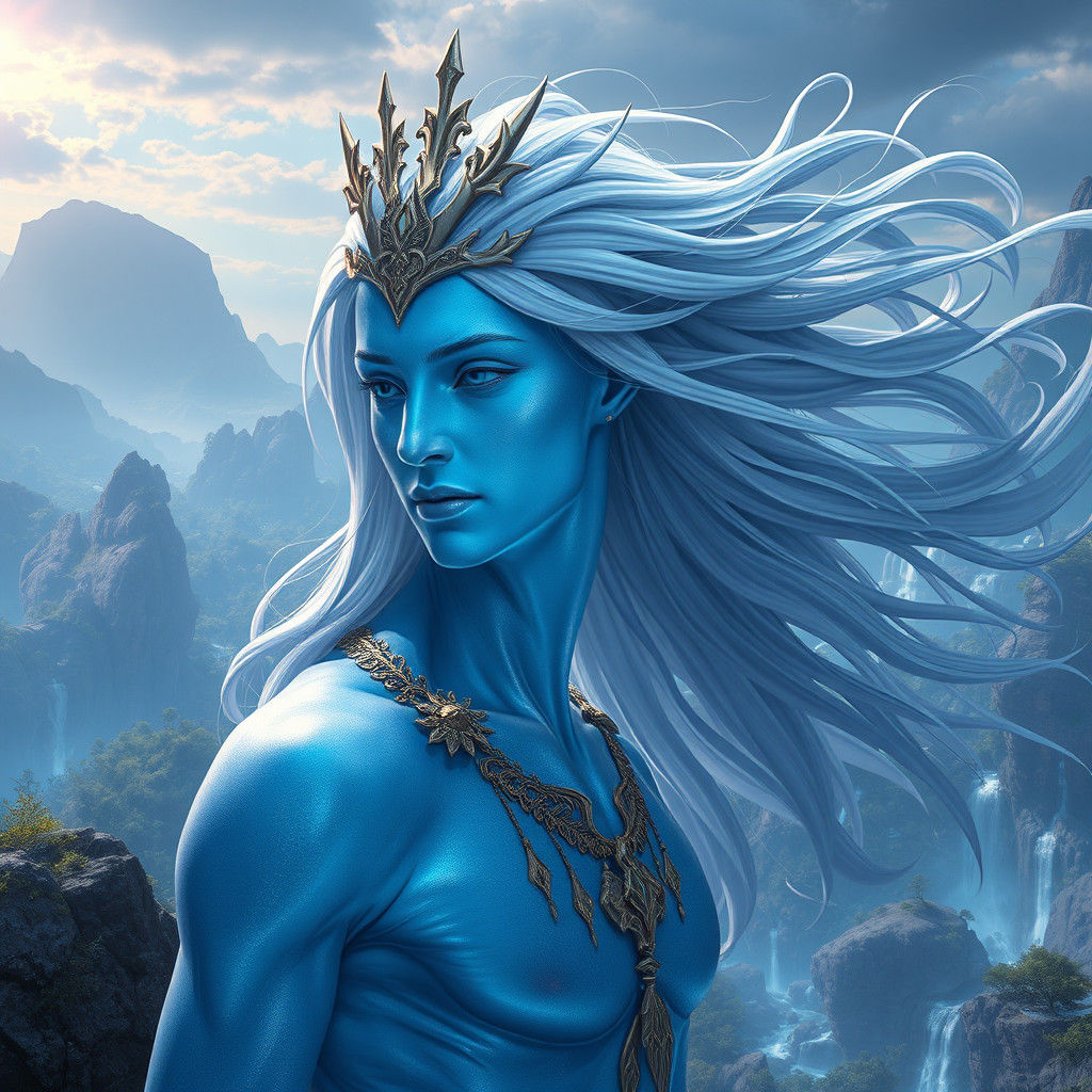 Iridescent Avatar in Luminescent Forest, Digital Art