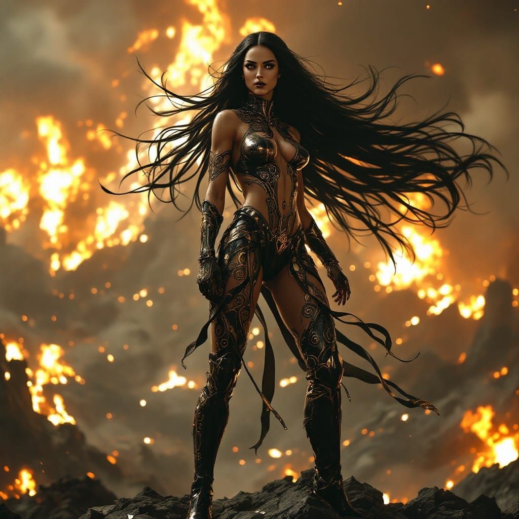 Heroic Superheroine Defies Alien Ruin