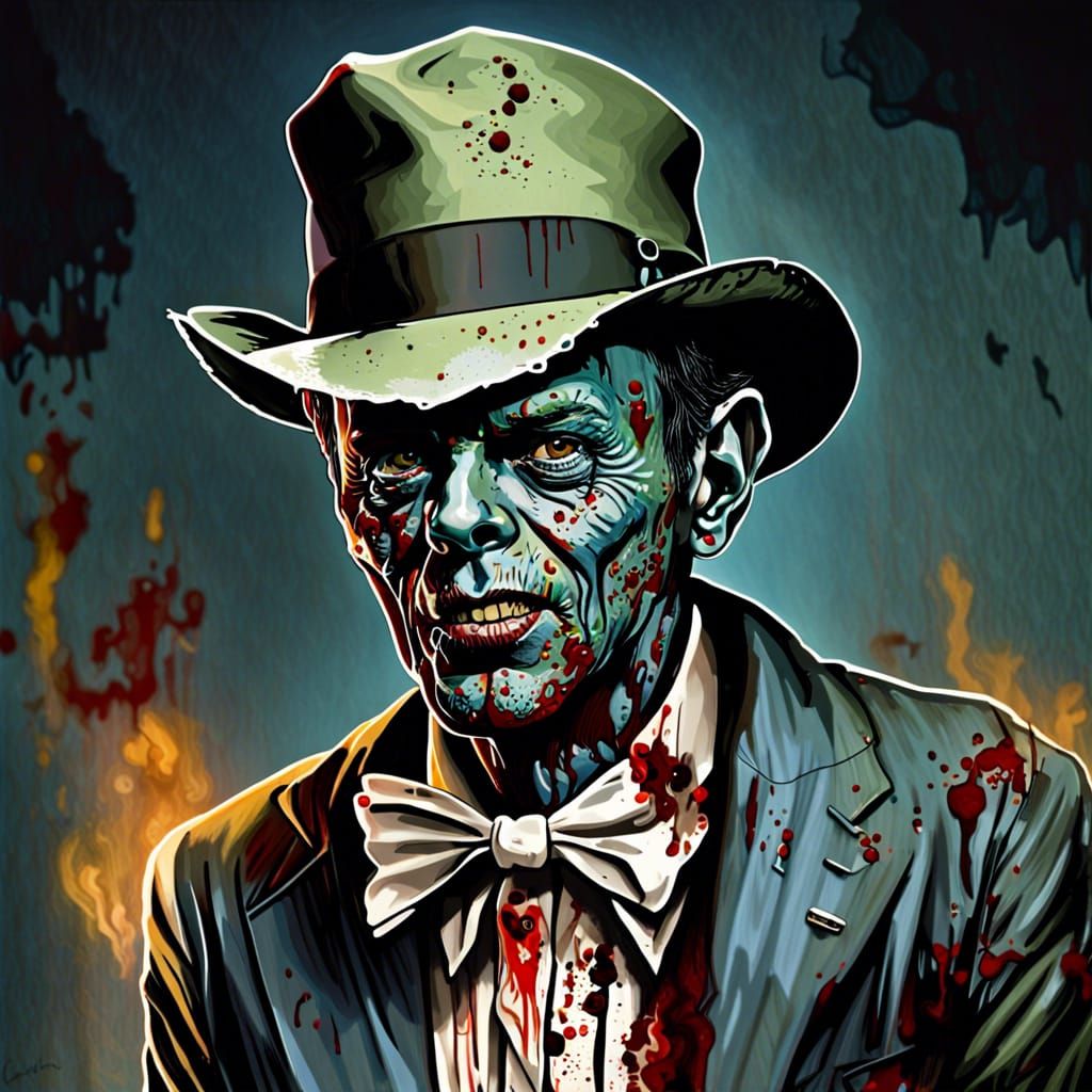 Zombie Frank Sinatra Portrait in Sharp Focus