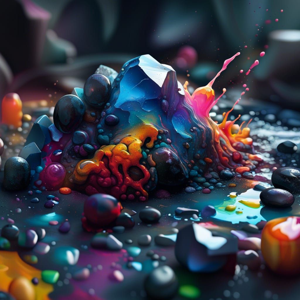 Colorful Gemstone Graffiti Art in Splash Style