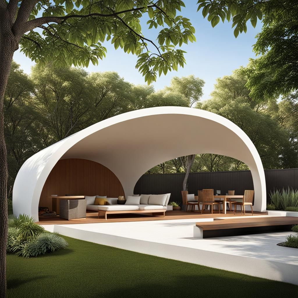 Modern Curved Taco Pavilion Exterior Design, Mexico